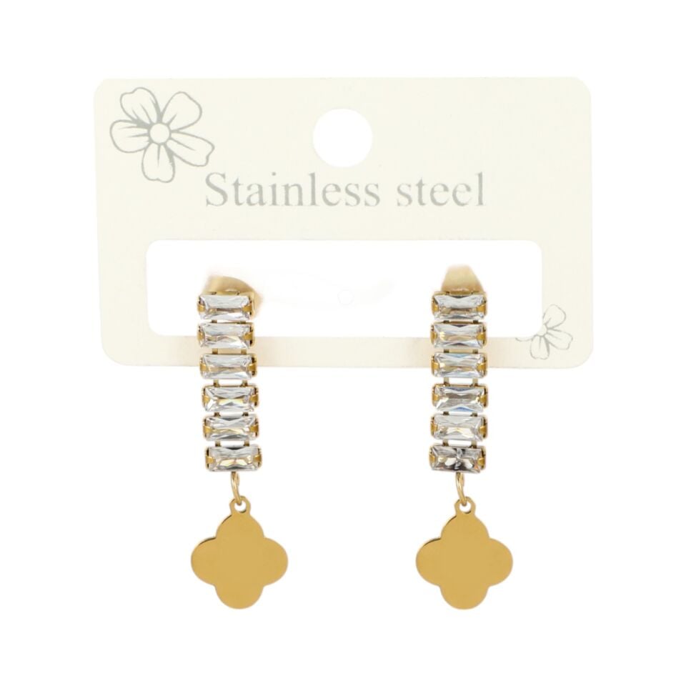 BAGET TAŞLI YONCA MODEL ÇELİK KÜPE