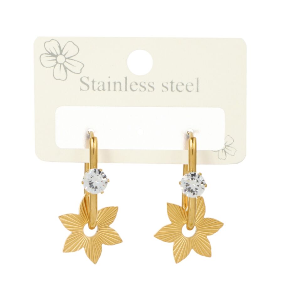 TAŞLI ÇİÇEK MODEL ÇELİK KÜPE