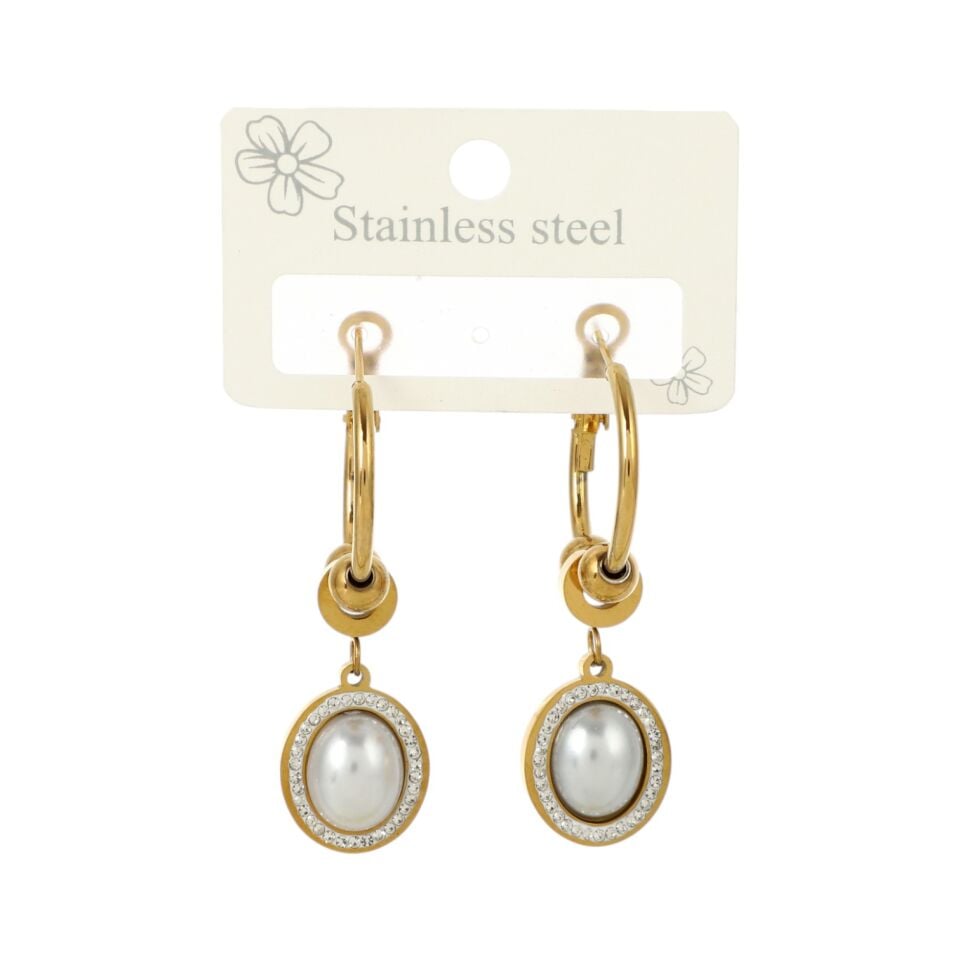 SALLANTILI SEDEF TAŞLI ÇELİK KÜPE