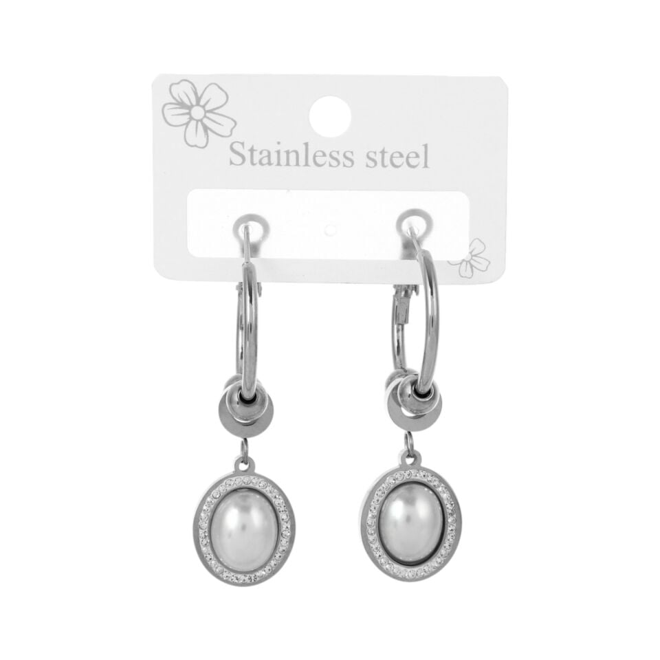 SALLANTILI SEDEF TAŞLI ÇELİK KÜPE