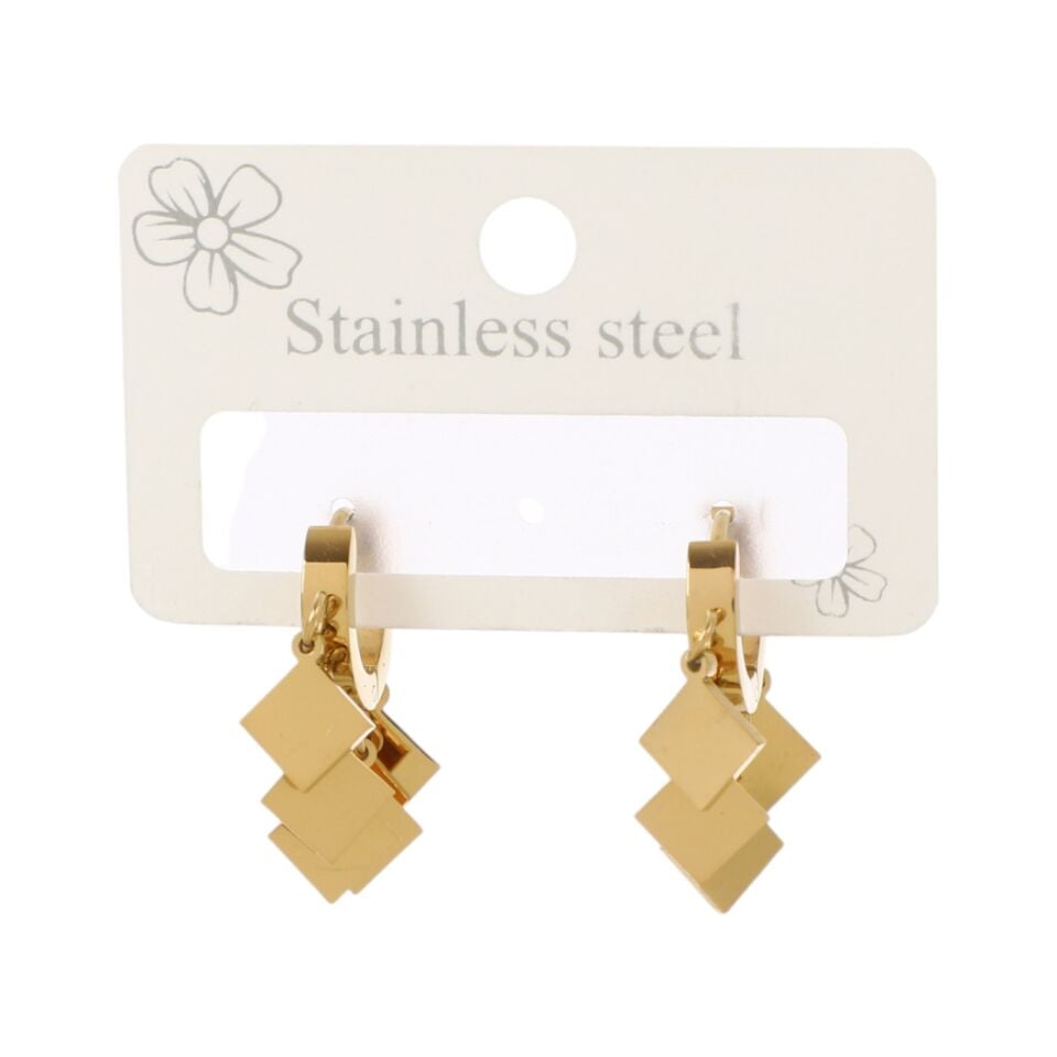 SALLANTILI KARE MODEL ÇELİK KÜPE