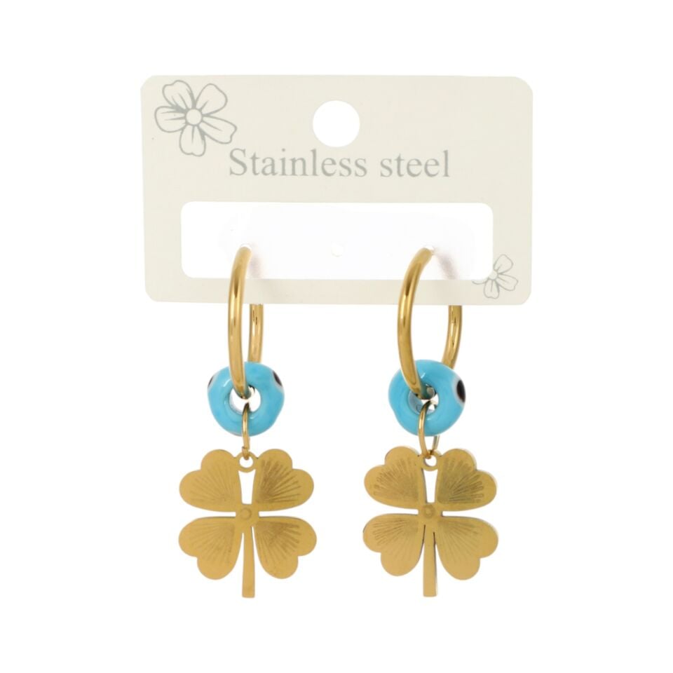 SALLANTILI NAZAR BONCUKLU YONCA MODEL ÇELİK KÜPE