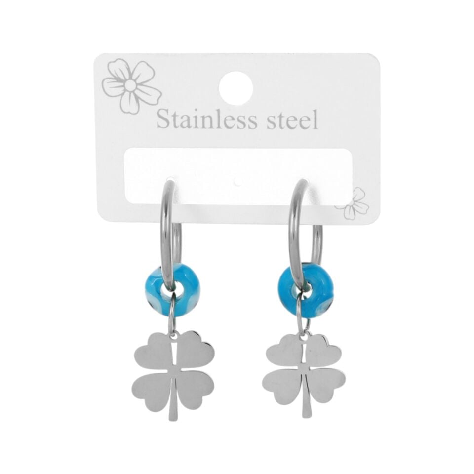 SALLANTILI NAZAR BONCUKLU YONCA MODEL ÇELİK KÜPE