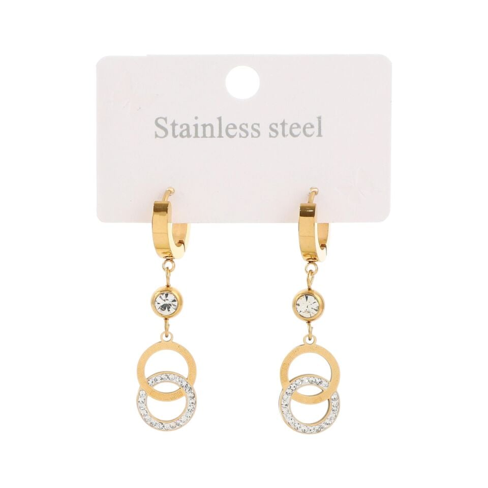 TAŞLI ÇİFT DAİRE ÇELİK KÜPE