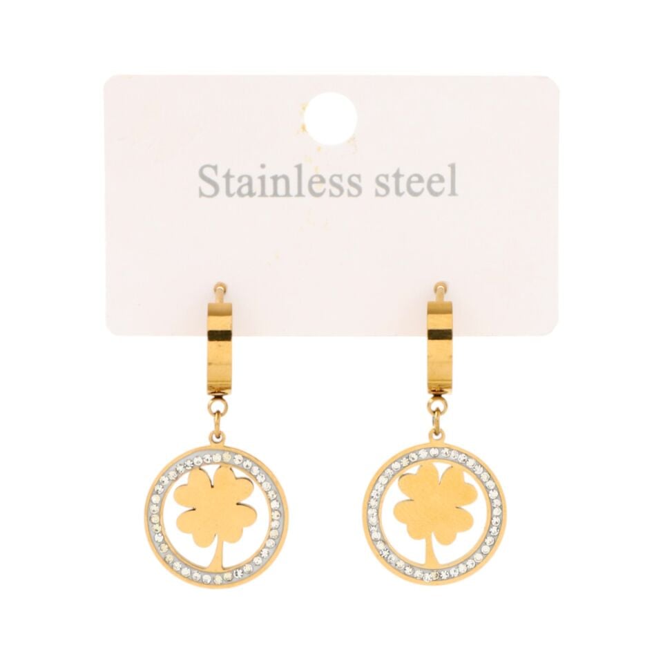 TAŞLI DAİRE MODEL YONCA ÇELİK KÜPE