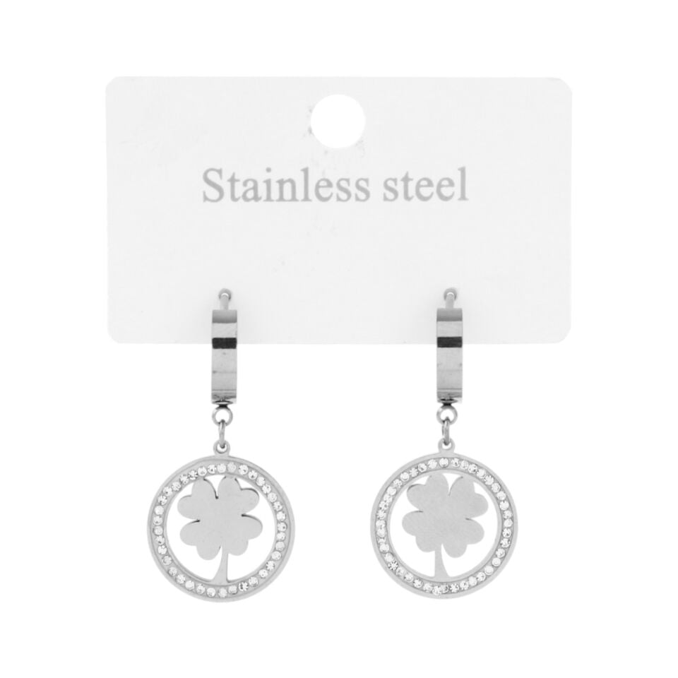 TAŞLI DAİRE MODEL YONCA ÇELİK KÜPE