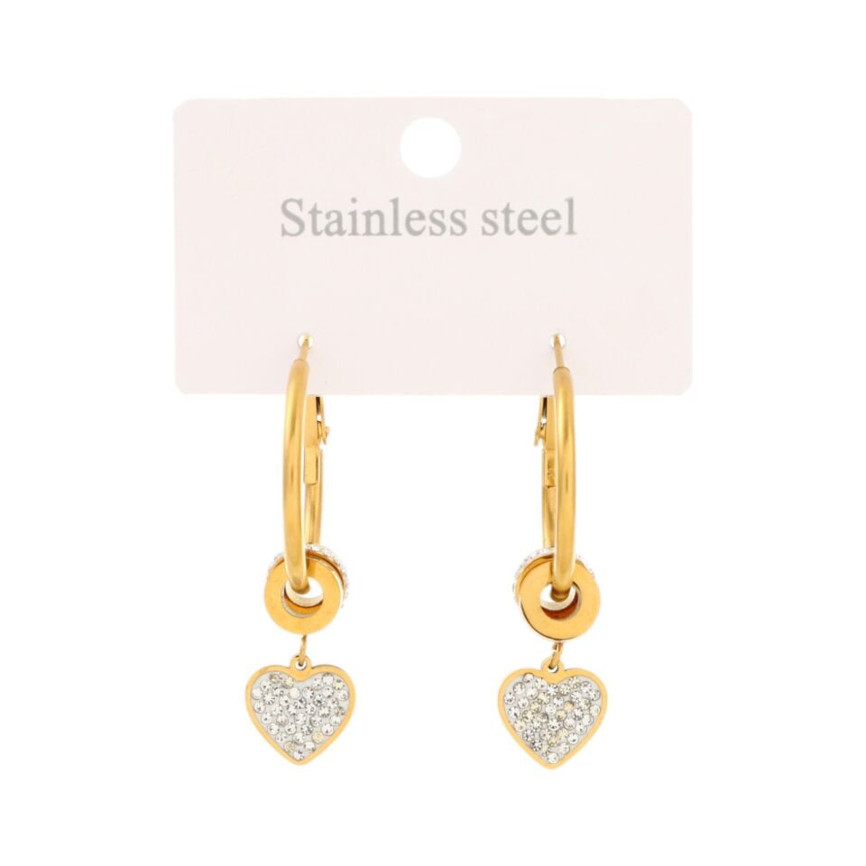 TAŞLI HALKA MODEL ÇELİK KALP KÜPE