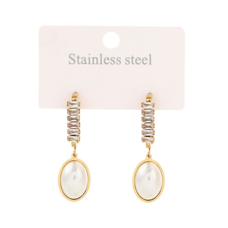 BAGET VE SEDEF TAŞLI ÇELİK KÜPE