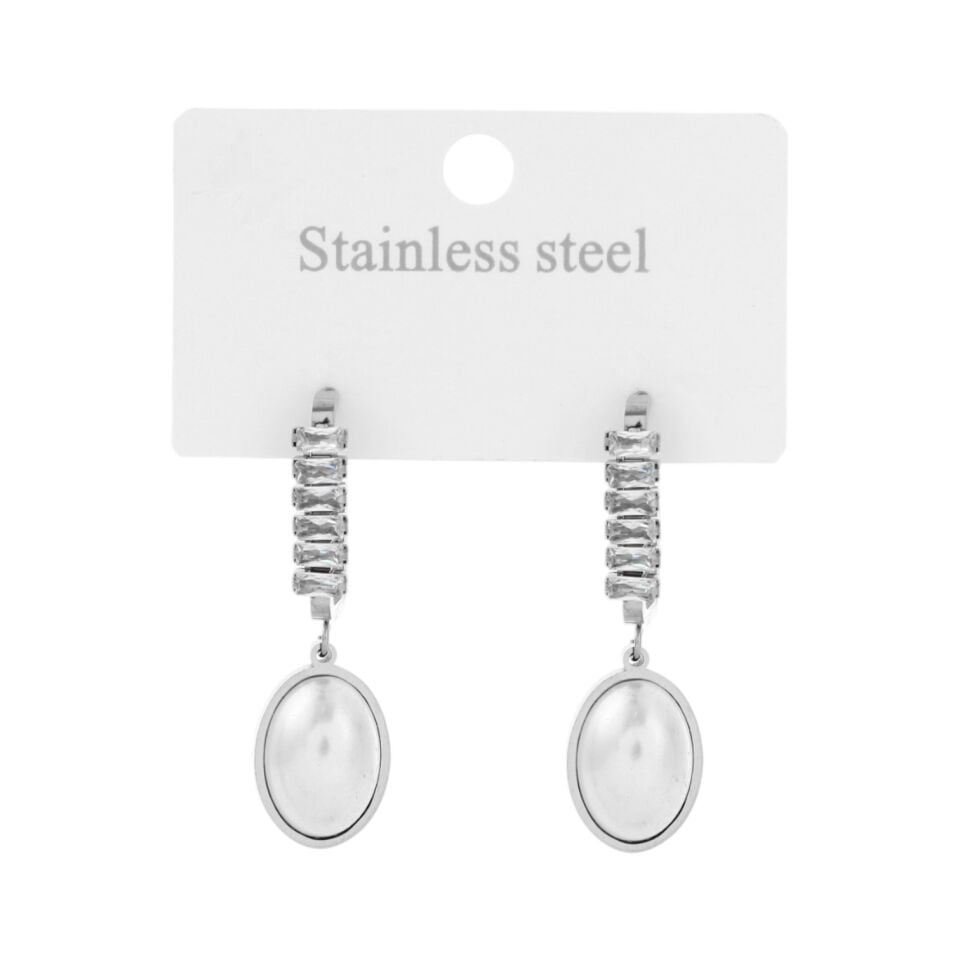 BAGET VE SEDEF TAŞLI ÇELİK KÜPE