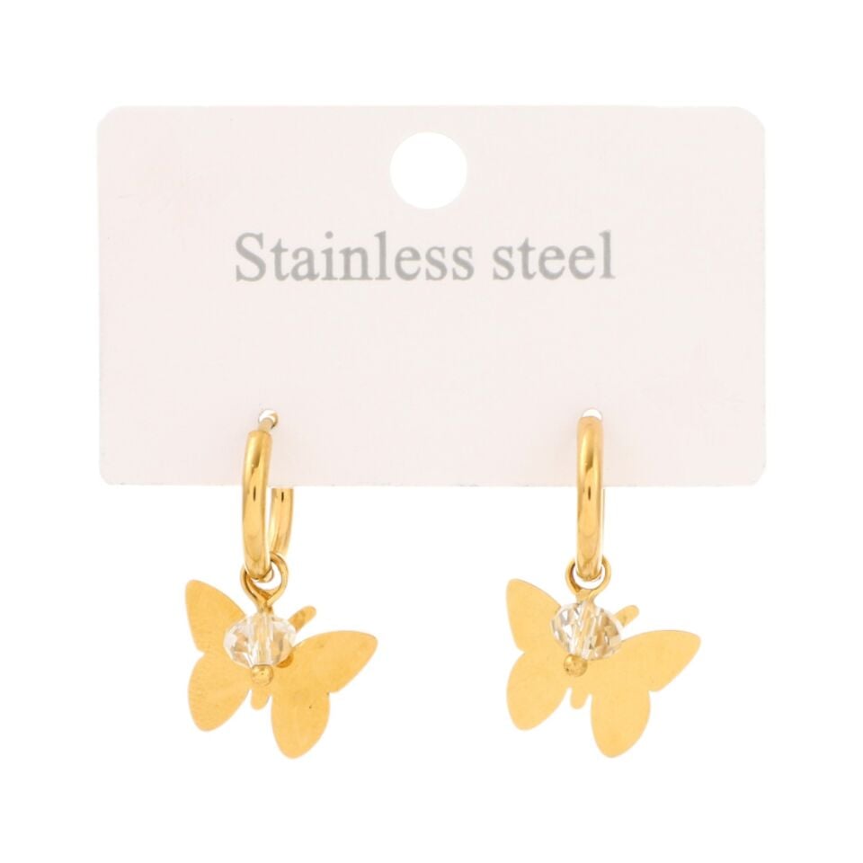 TAŞLI KELEBEK MODEL ÇELİK KÜPE