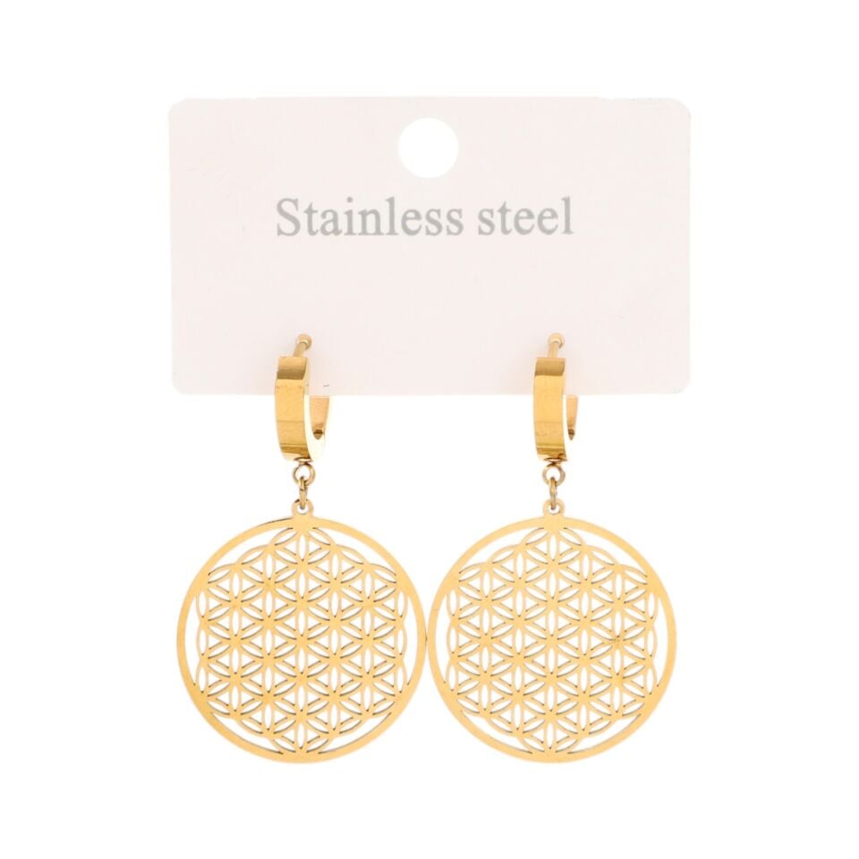 YAŞAM ÇİÇEĞİ MODEL ÇELİK KÜPE