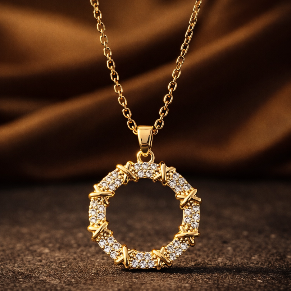 ÇELİK TAŞLI HALKA KOLYE