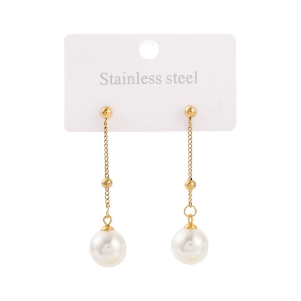 SALLANTILI İNCİ TAŞLI ÇELİK KÜPE