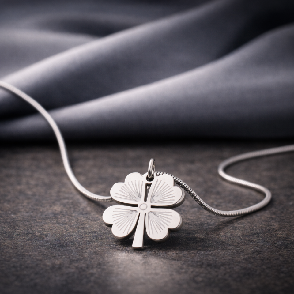 ÇELİK YONCA DETAYLI KOLYE