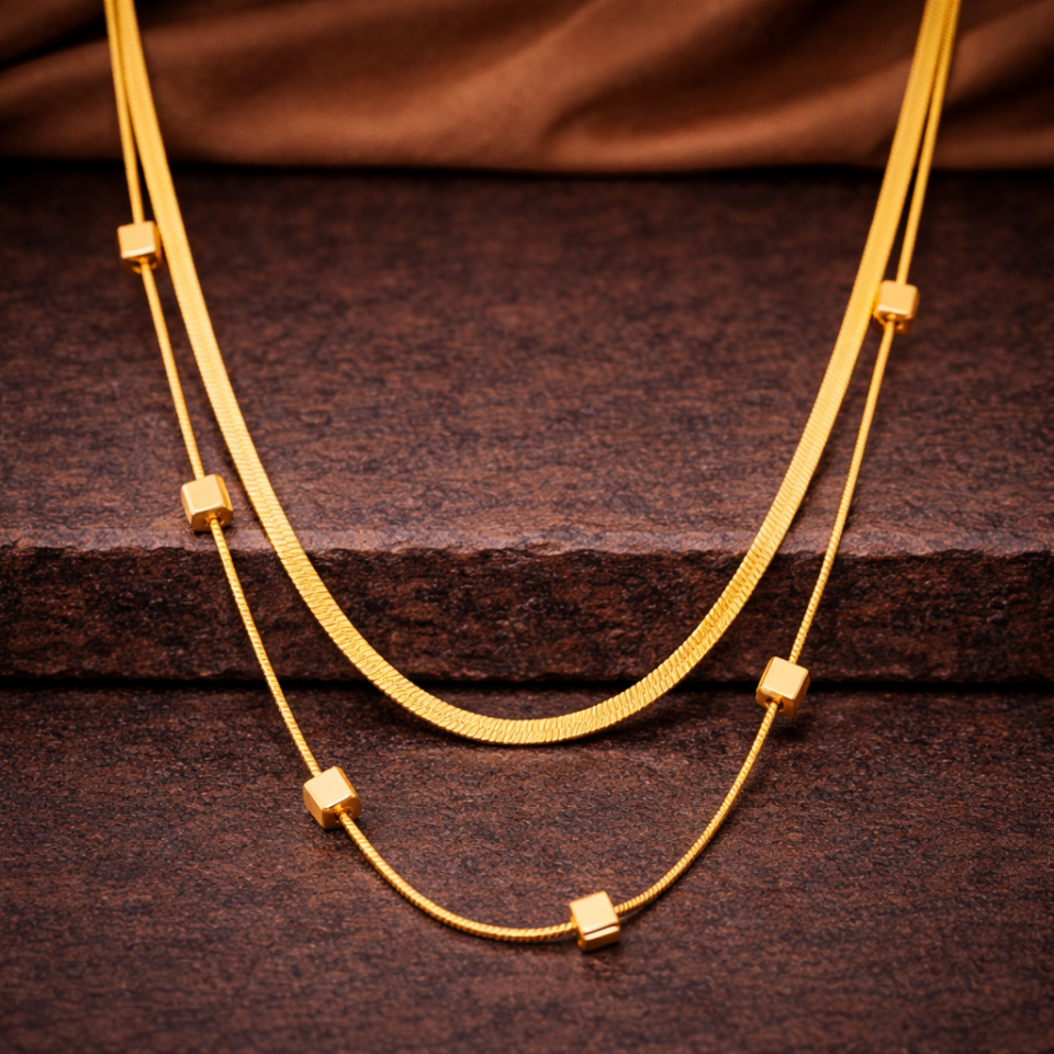 ÇELİK ÇİFT ZİNCİR KOLYE