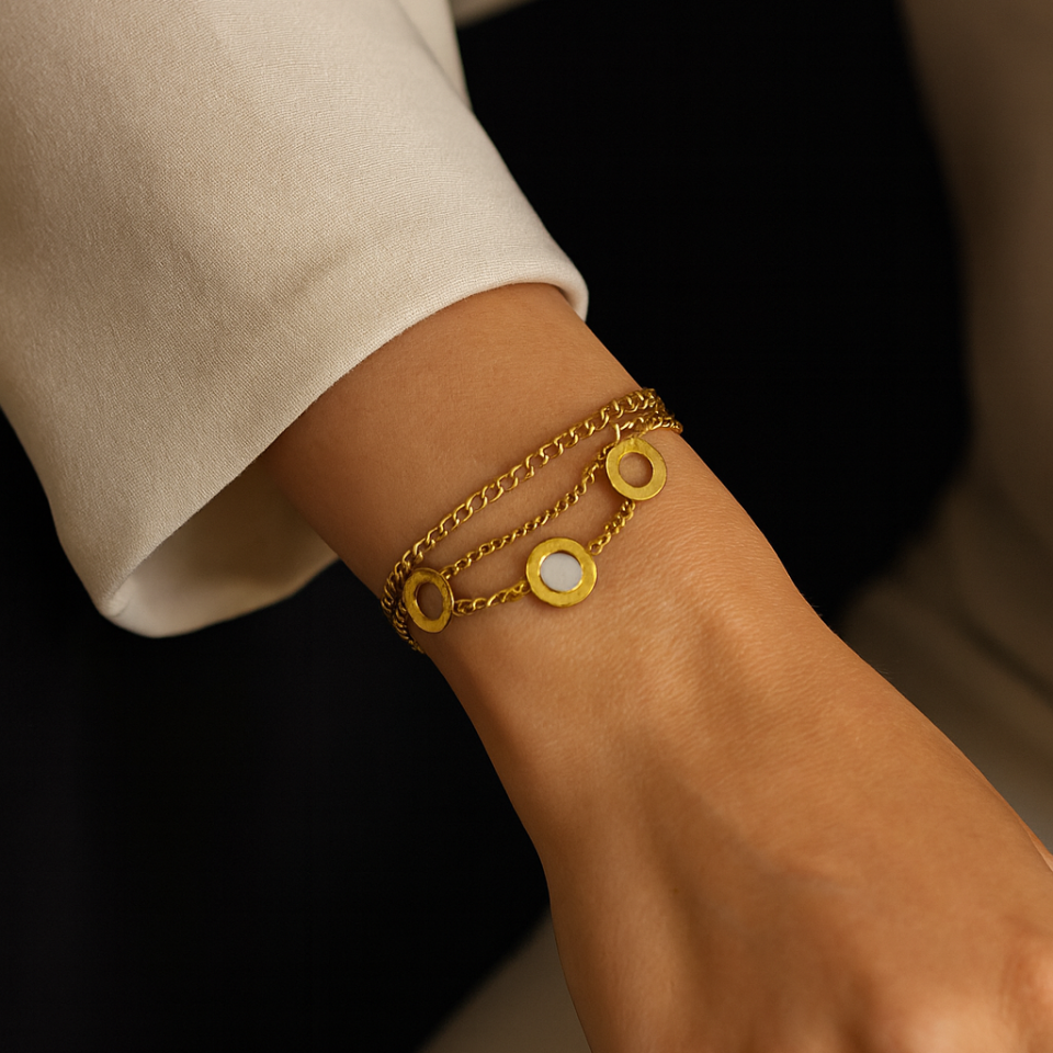 ÇELİK ROMA RAKAMLI ÇİFT ZİNCİR BİLEKLİK BİLEKLİK