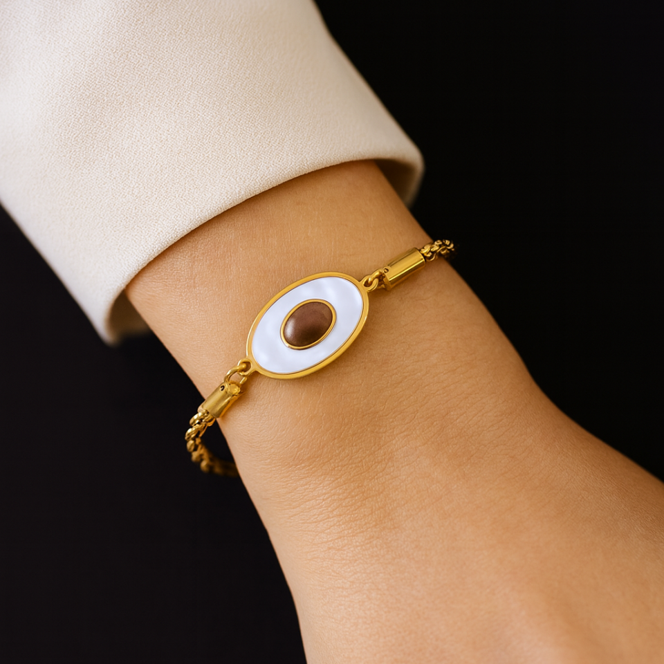 ÇELİK SEDEF TAŞLI BİLEKLİK