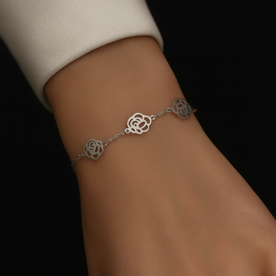 ÇELİK GÜL DESENLİ BİLEKLİK