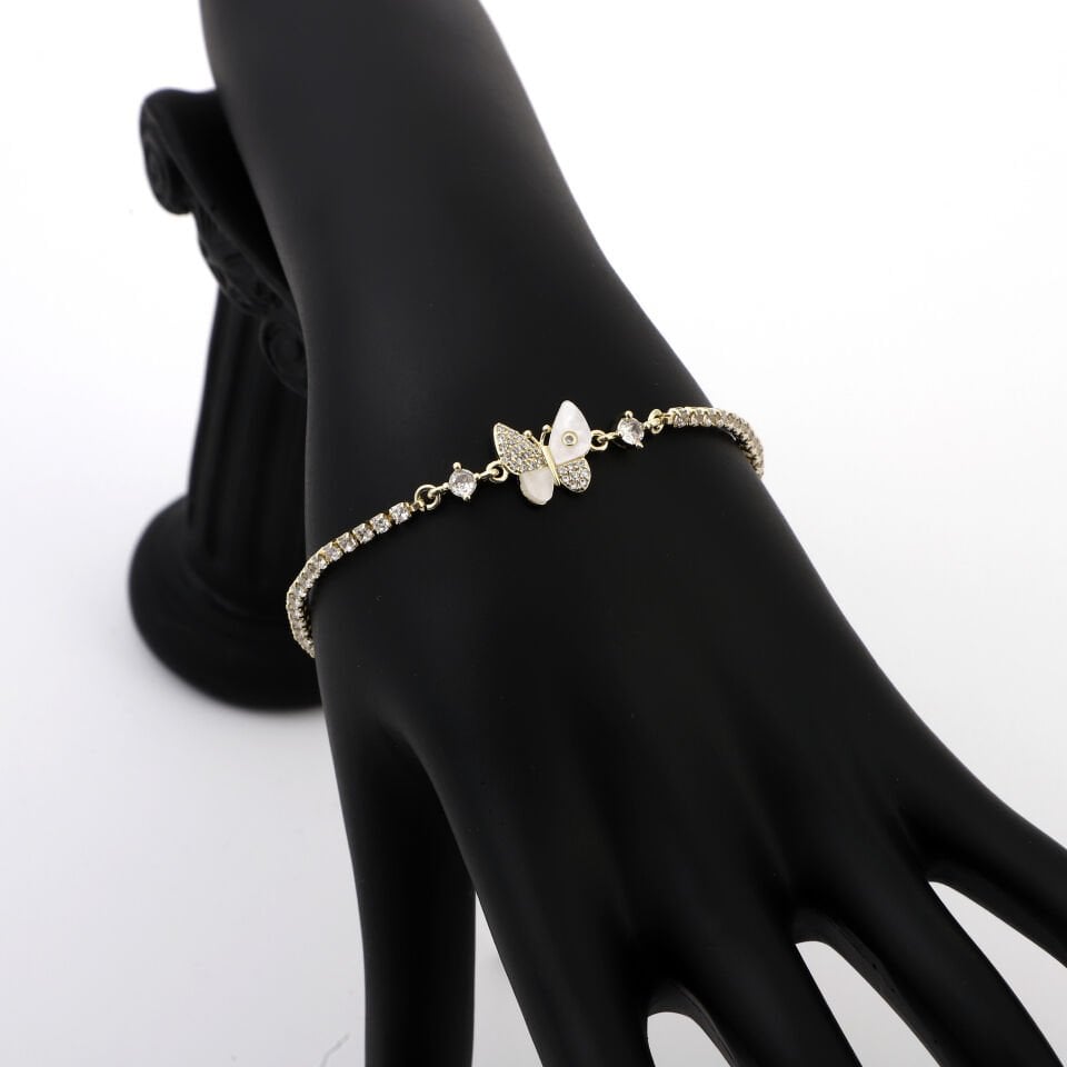 ZİRKON TAŞLI KELEBEK DETAYLI BİLEKLİK