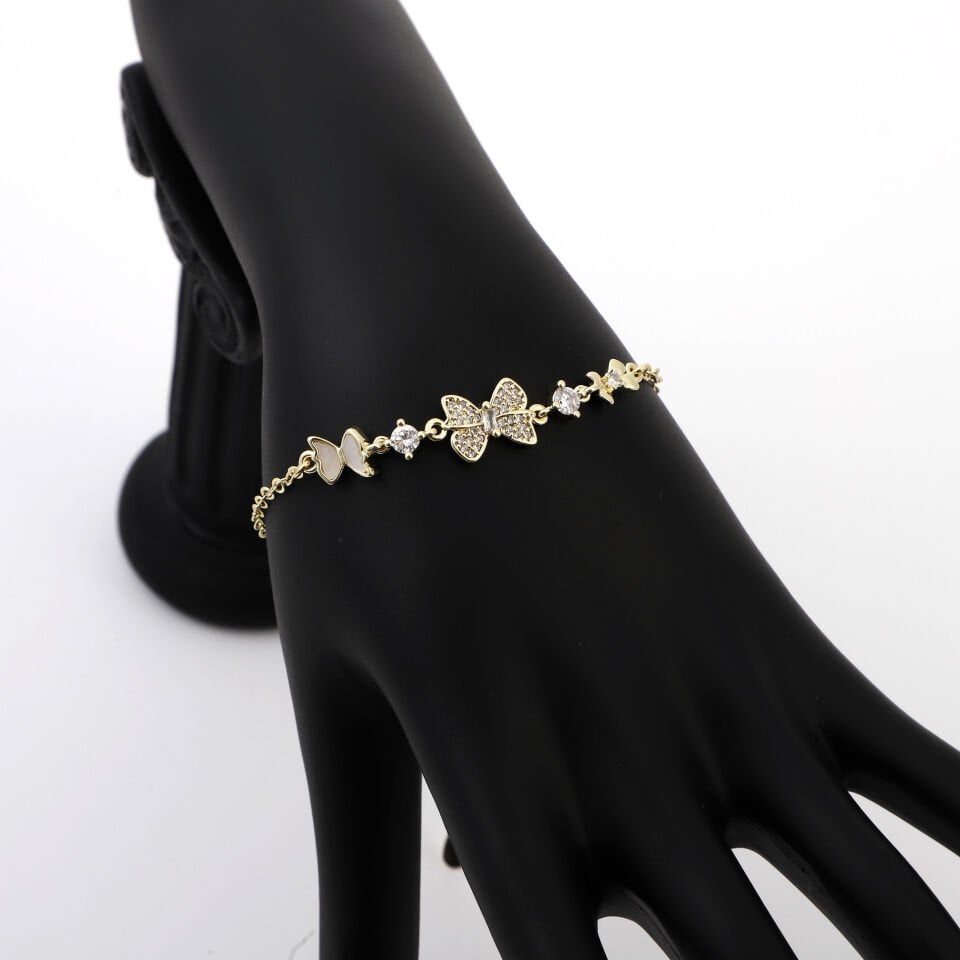 ZİRKON TAŞLI KELEBEK DETAYLI BİLEKLİK