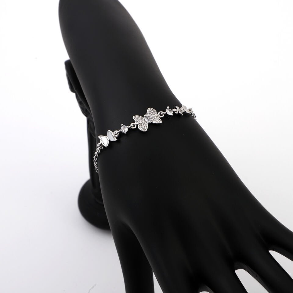 ZİRKON TAŞLI KELEBEK DETAYLI BİLEKLİK