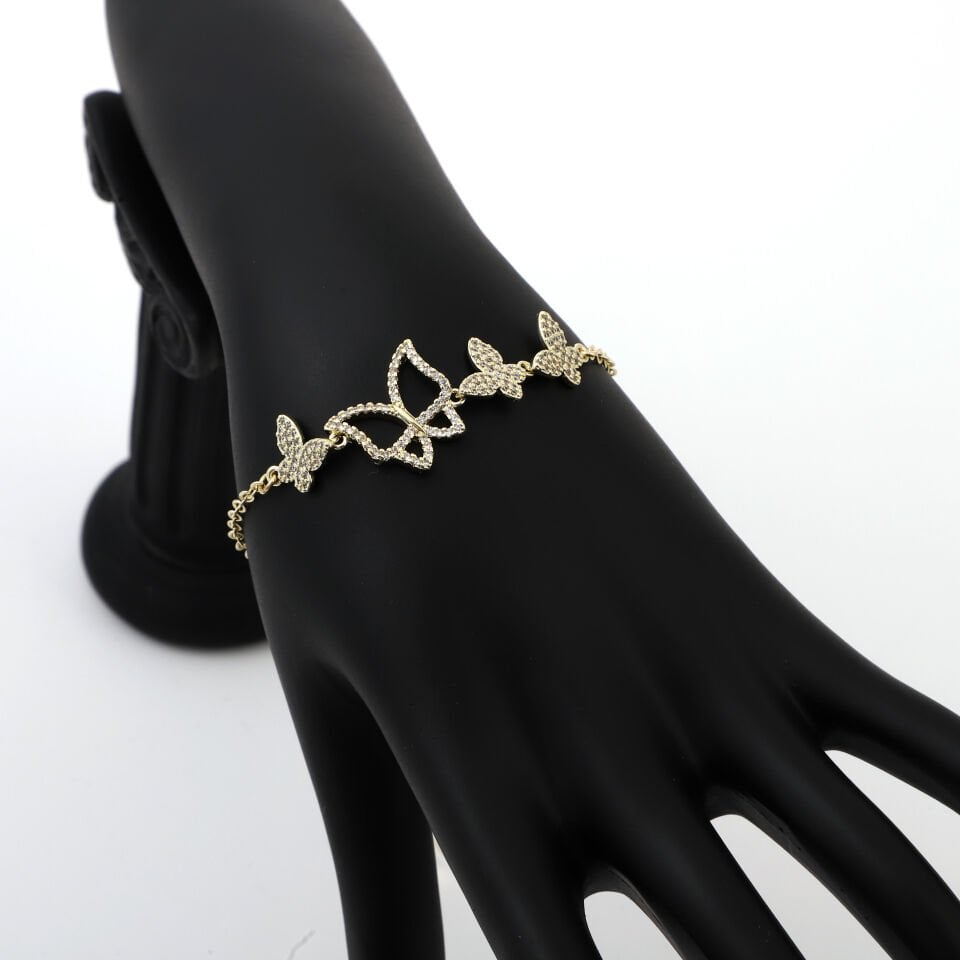 ZİRKON TAŞLI KELEBEK DETAYLI BİLEKLİK