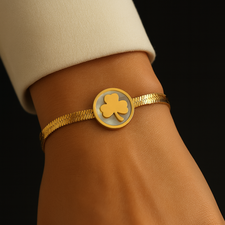 ÇELİK SEDEF TAŞLI YONCA BİLEKLİK