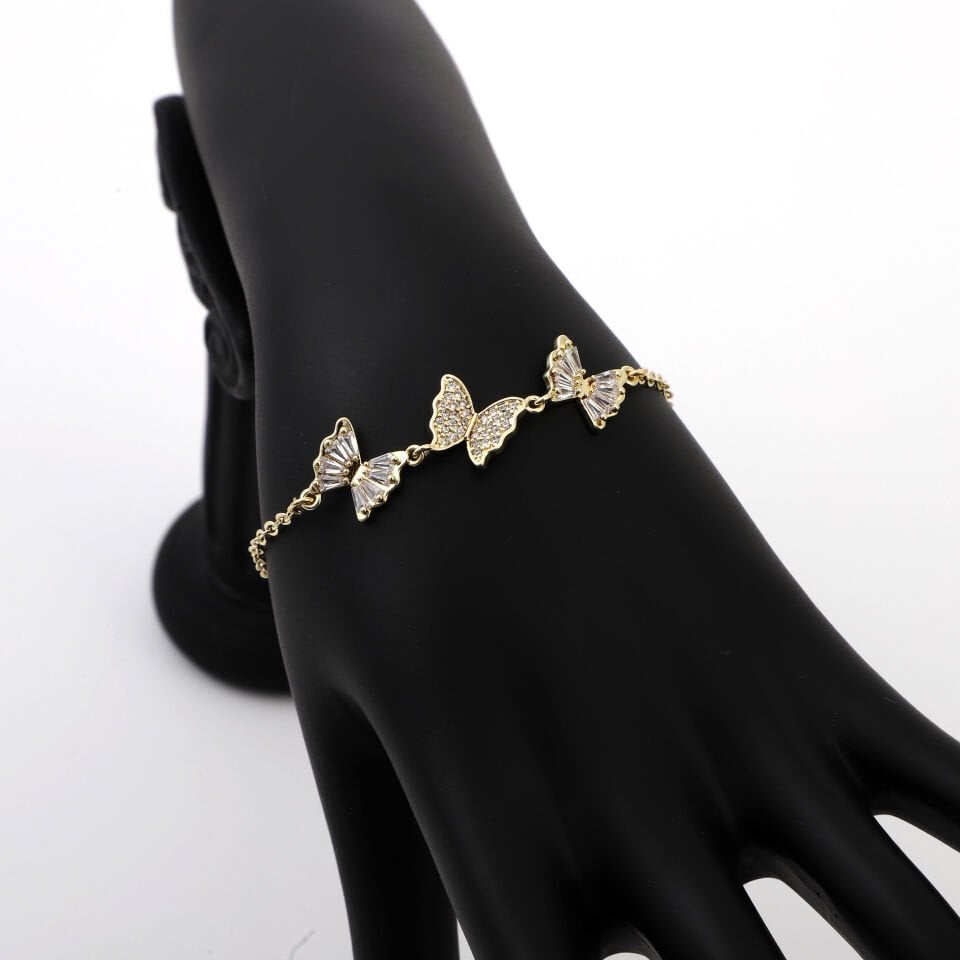 ZİRKON TAŞLI KELEBEK DETAYLI BİLEKLİK