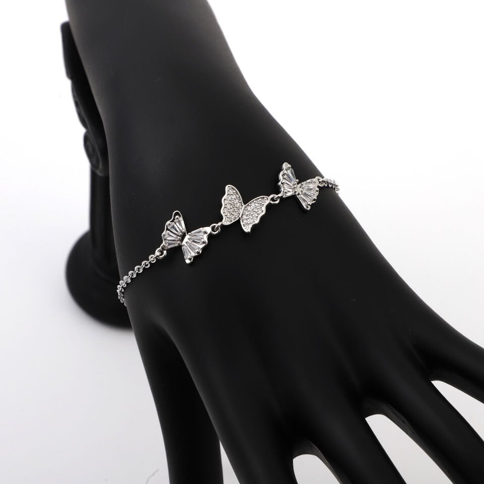 ZİRKON TAŞLI KELEBEK DETAYLI BİLEKLİK