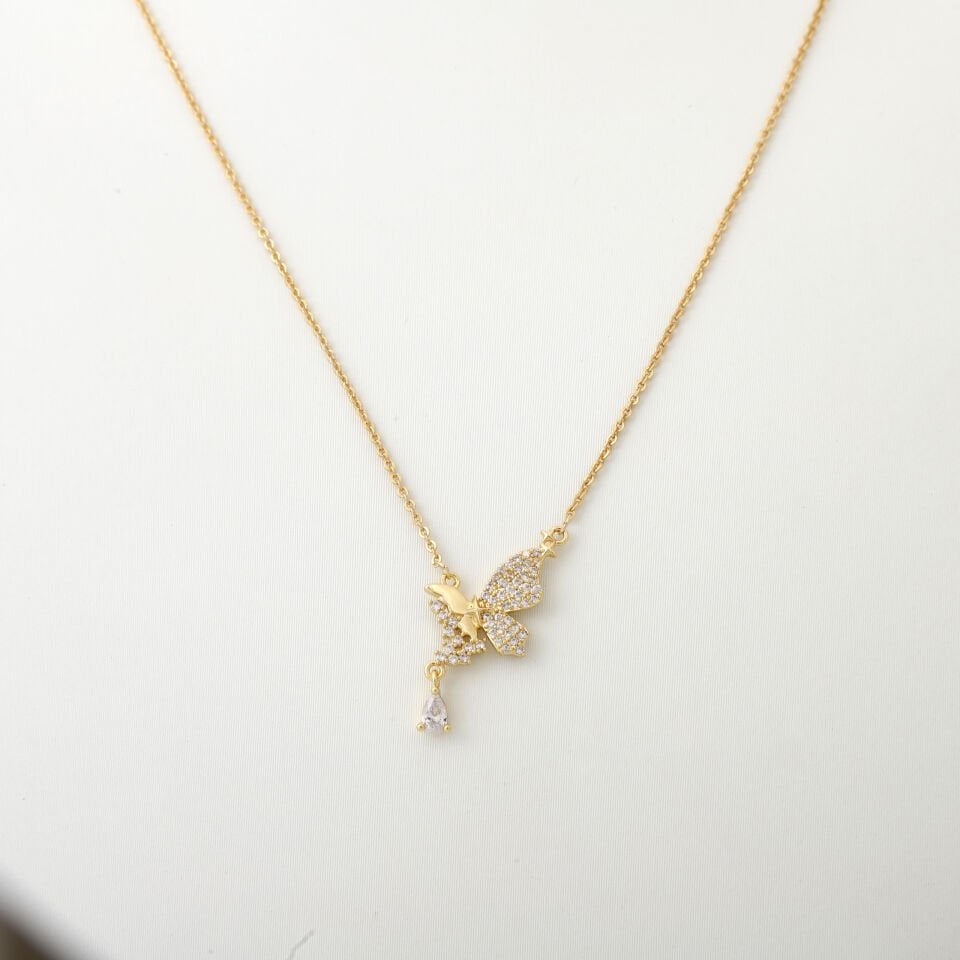 KELEBEK DETAYLI ZİRKON KOLYE