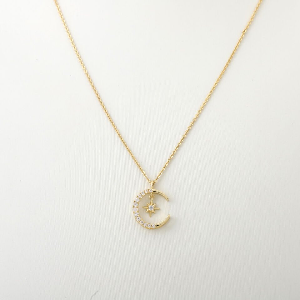 AY YILDIZ DETAYLI ZİRKON KOLYE