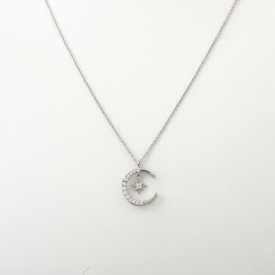 AY YILDIZ DETAYLI ZİRKON KOLYE