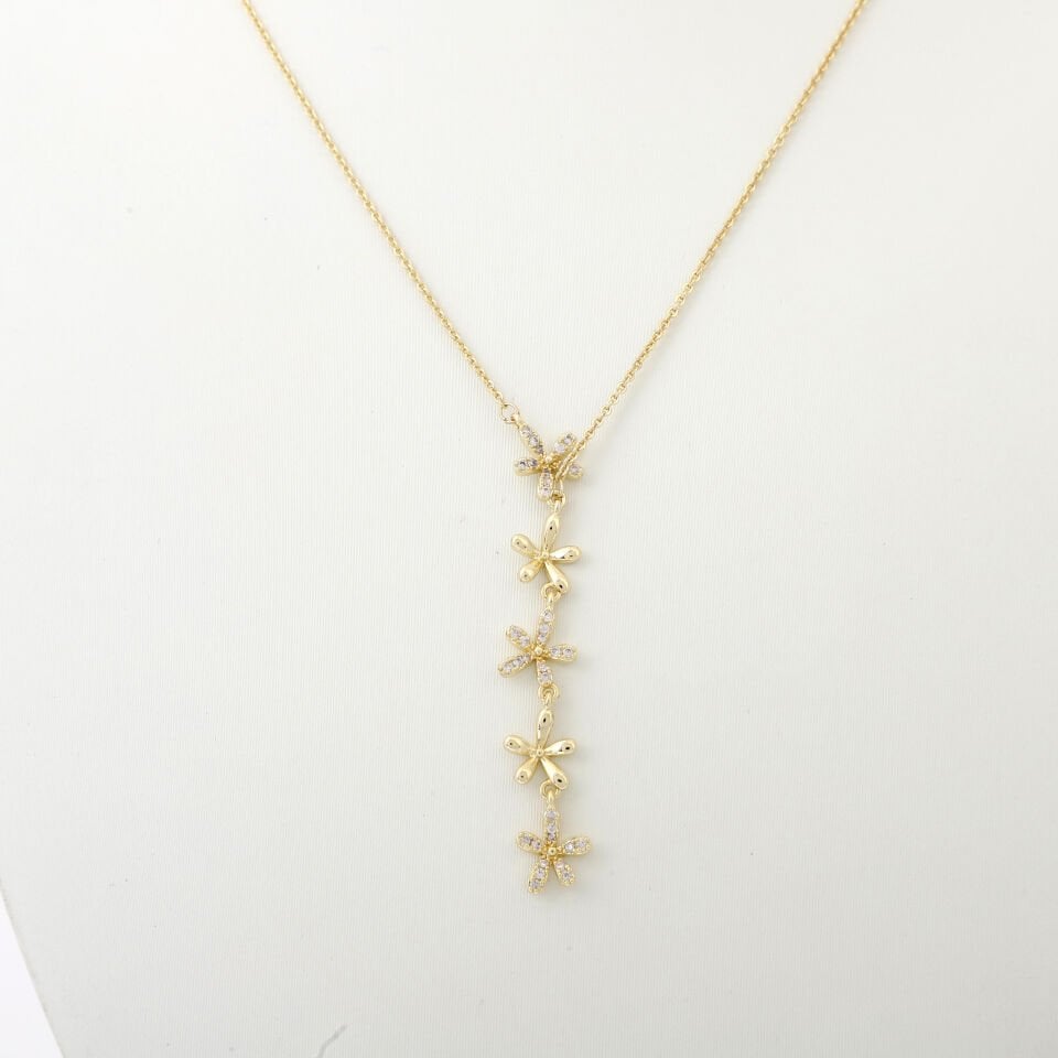 ÇİÇEK DETAYLI ZİRKON KOLYE