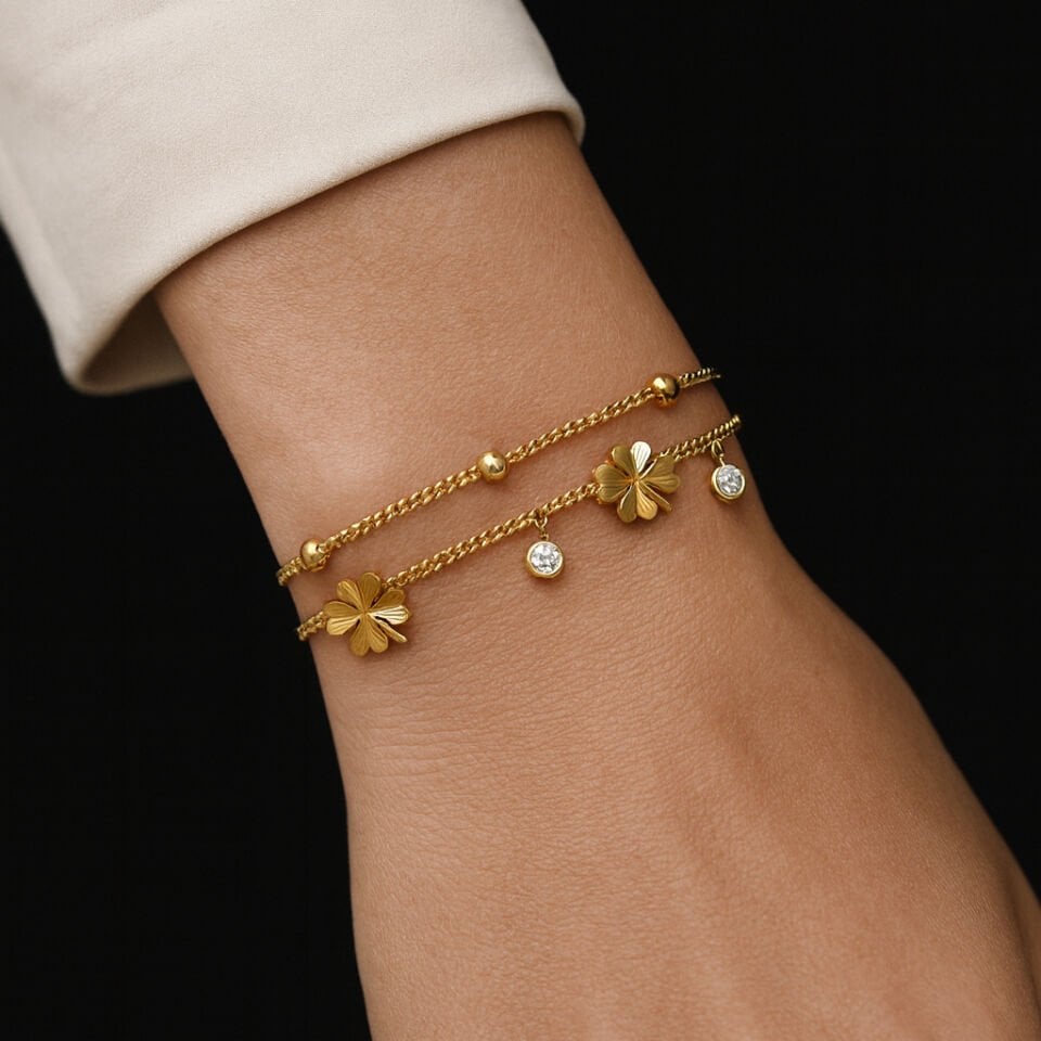 ÇELİK YONCA VE TAŞ DETAYLI BİLEKLİK