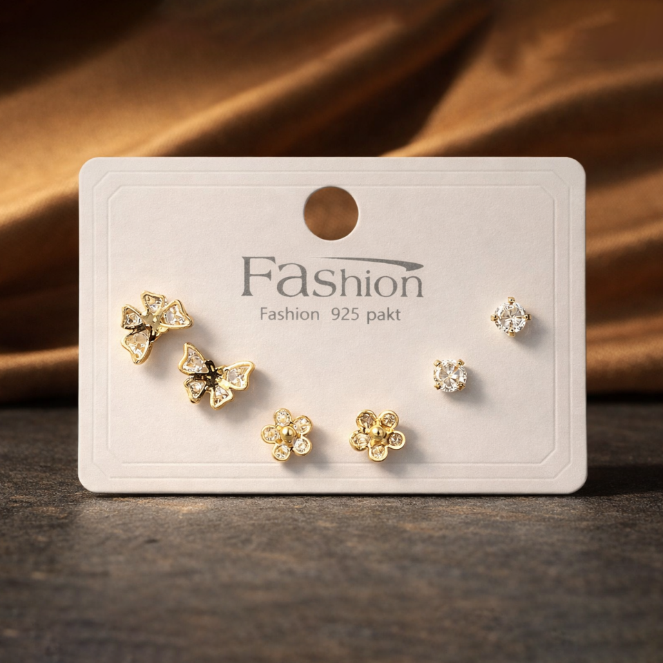 Zirkon Taşlı 6’lı Küpe Seti