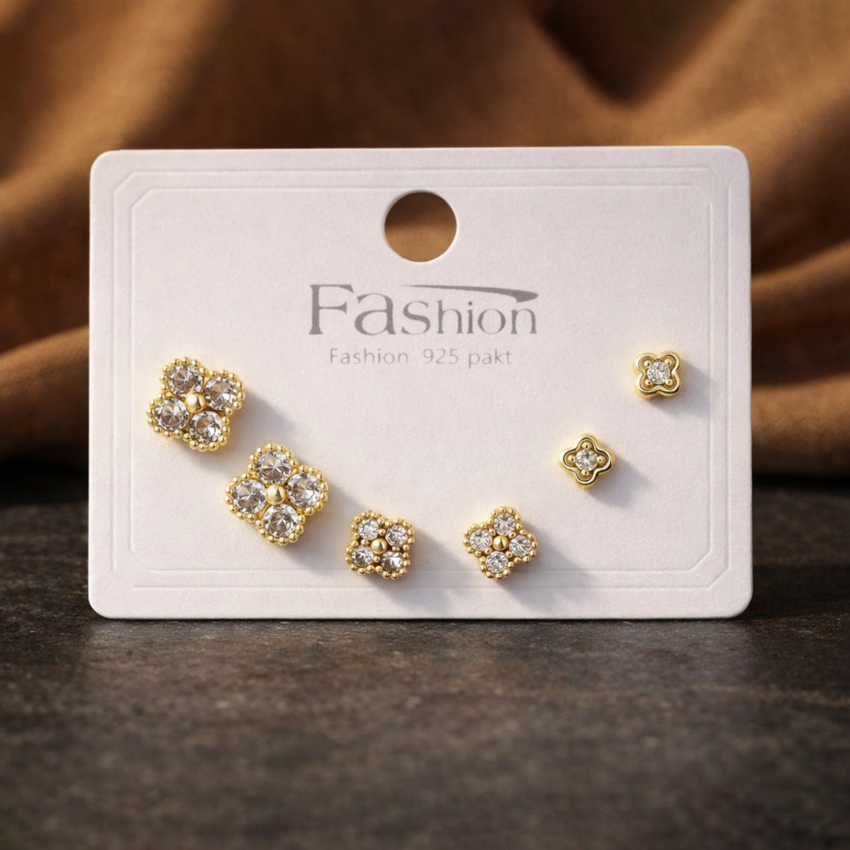 Zirkon Taşlı 6’lı Küpe Seti