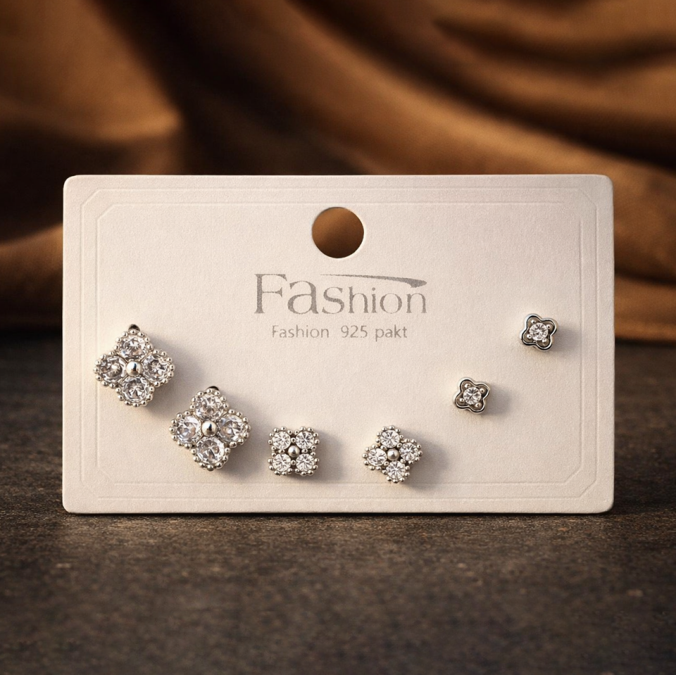 Zirkon Taşlı 6’lı Küpe Seti