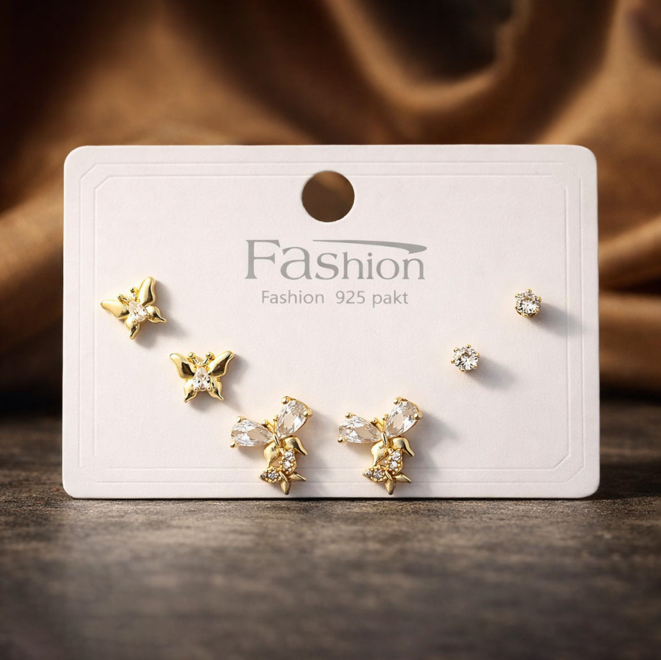 Zirkon Taşlı 6’lı Küpe Seti