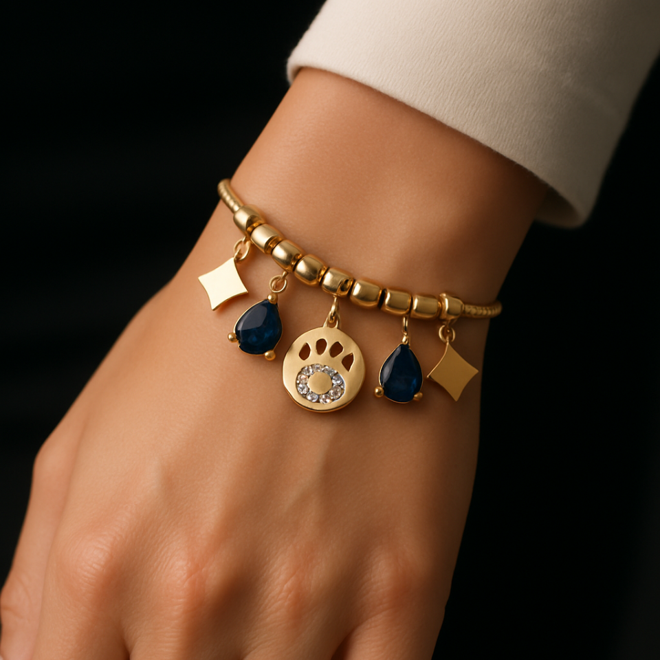 LACİVERT DAMLA TAŞLI ÇELİK BİLEKLİK