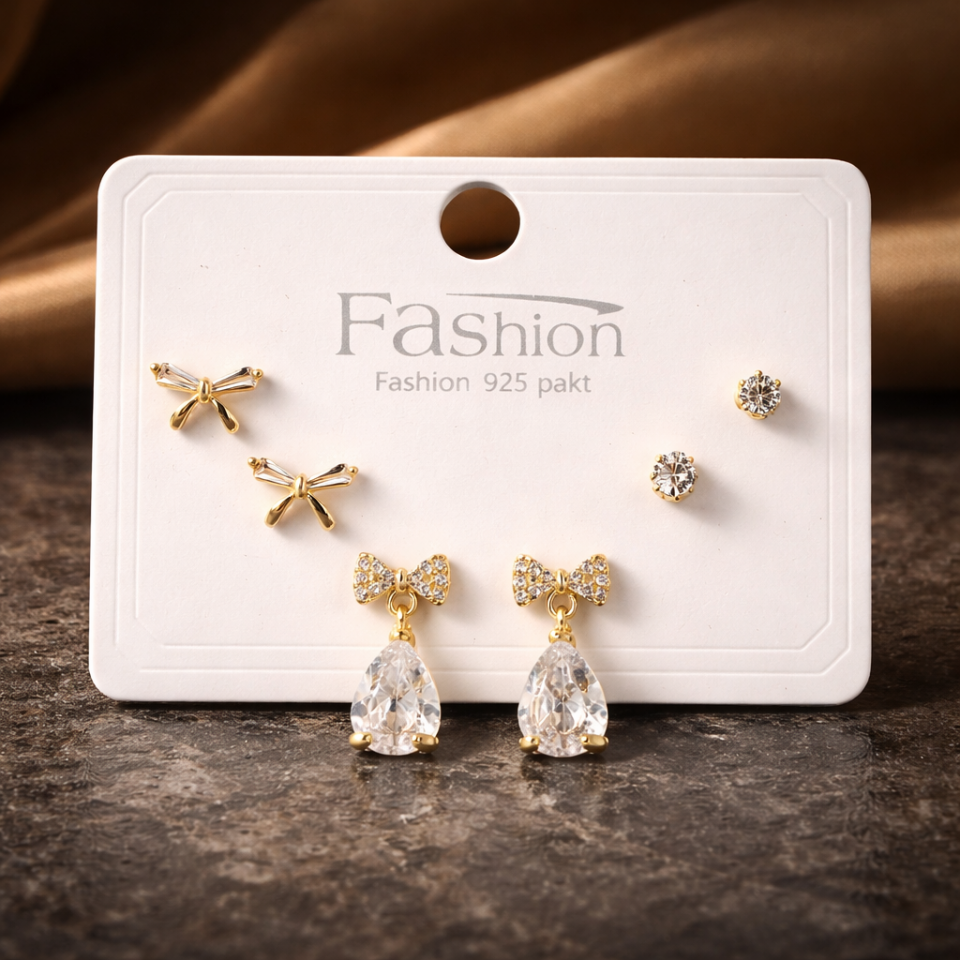 Zirkon Taşlı 6’lı Küpe Seti