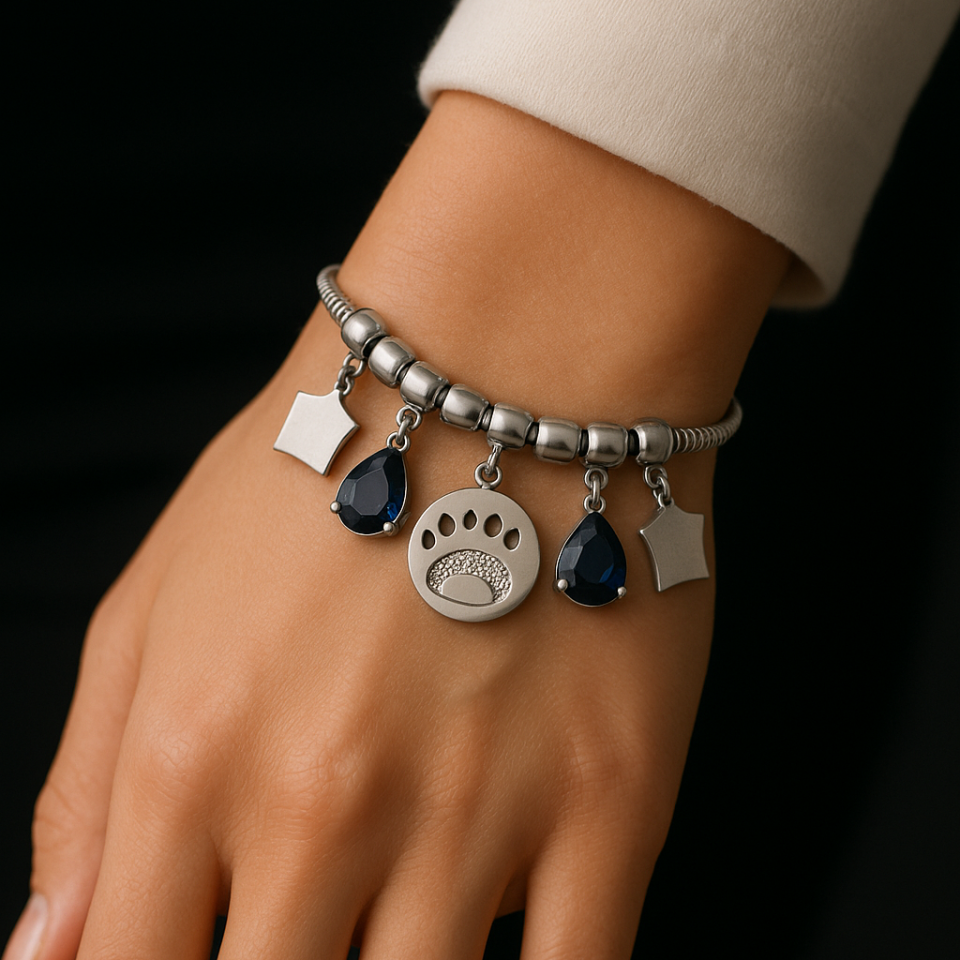 LACİVERT DAMLA TAŞLI ÇELİK BİLEKLİK