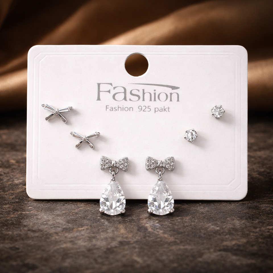 Zirkon Taşlı 6’lı Küpe Seti