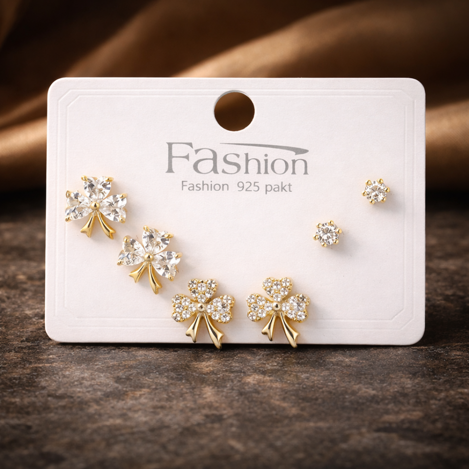 Zirkon Taşlı 6’lı Küpe Seti