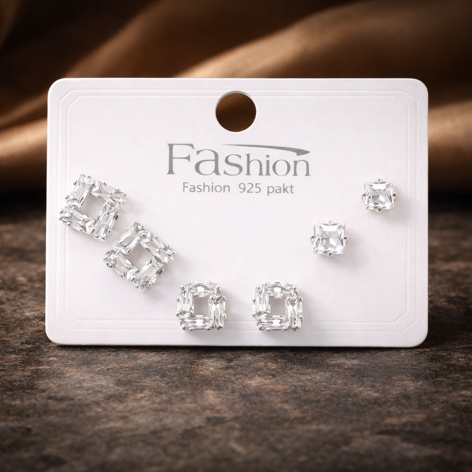 Zirkon Taşlı 6’lı Küpe Seti