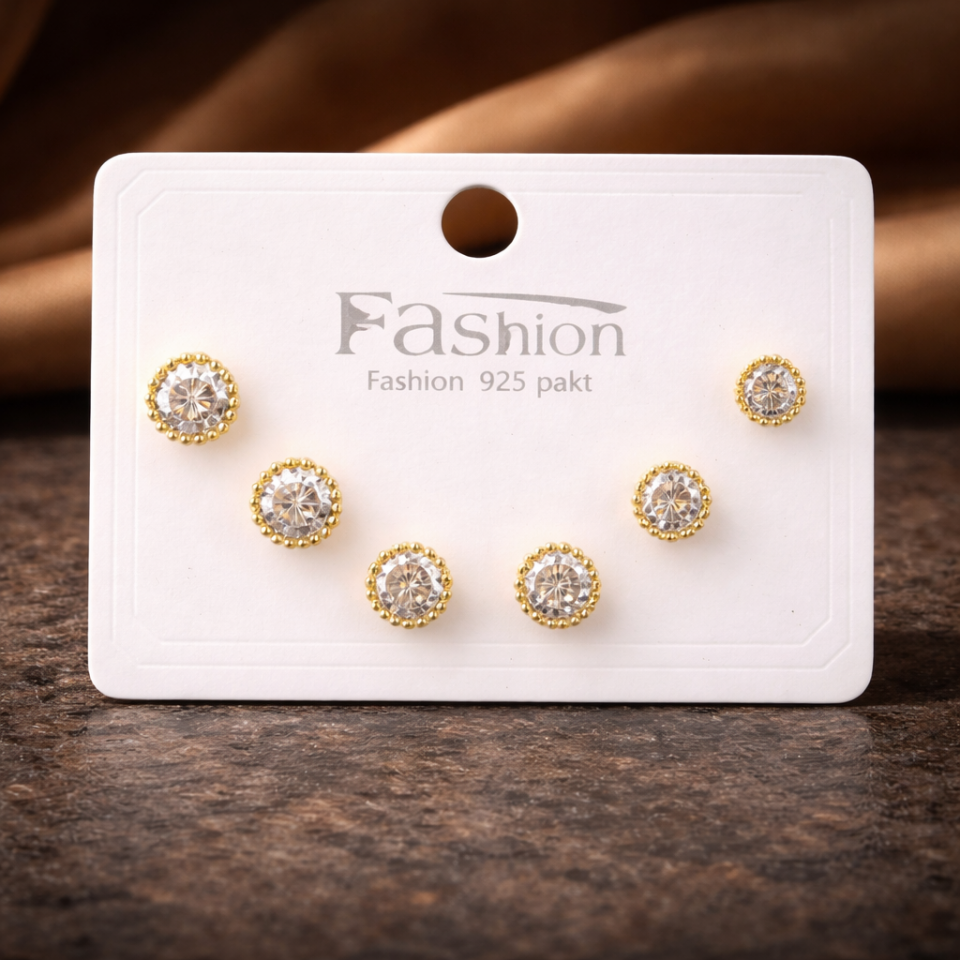 Zirkon Taşlı 6’lı Küpe Seti