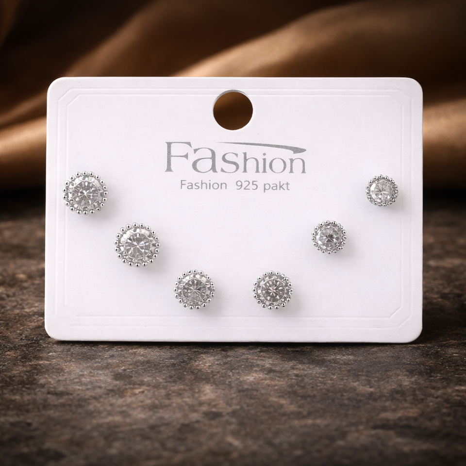 Zirkon Taşlı 6’lı Küpe Seti