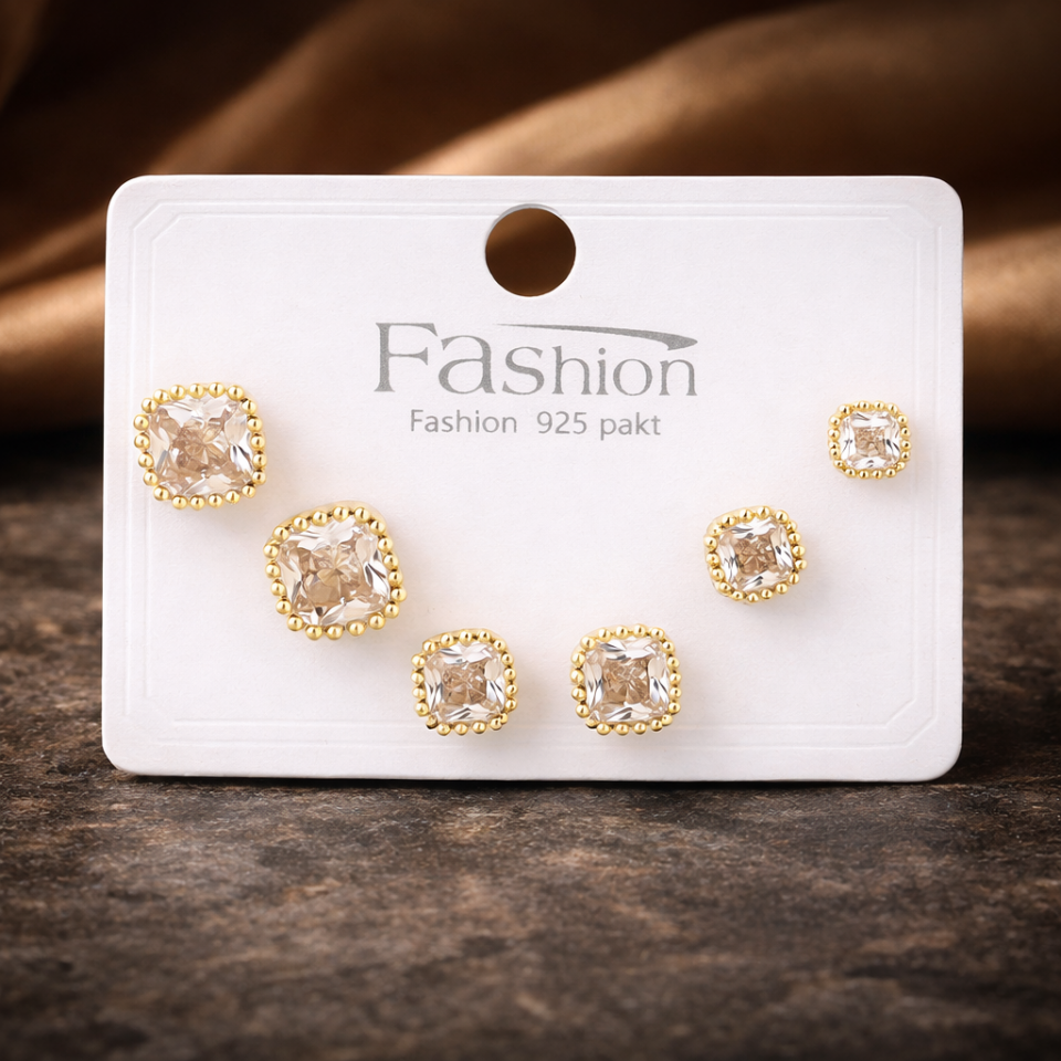 Zirkon Taşlı 6’lı Küpe Seti