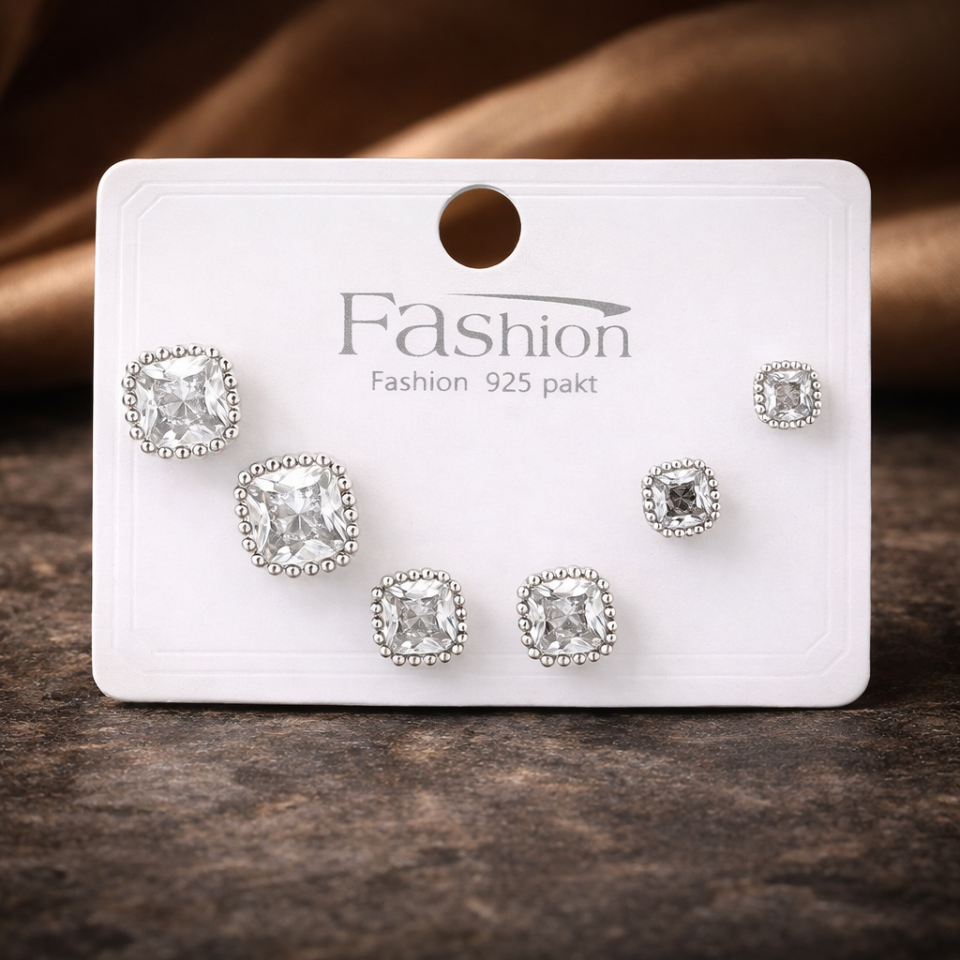 Zirkon Taşlı 6’lı Küpe Seti