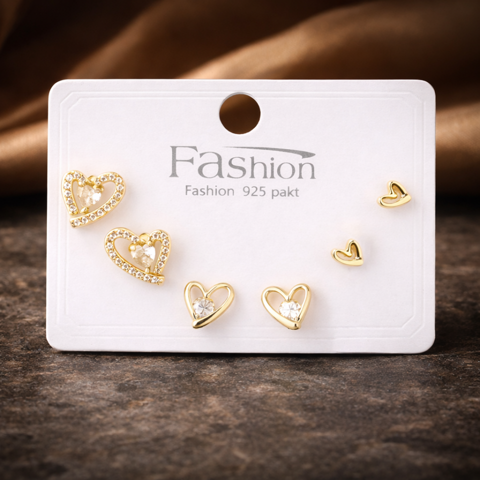 Zirkon Taşlı 6’lı Küpe Seti