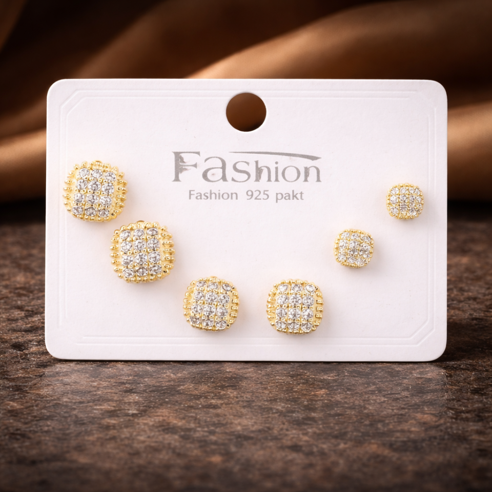 Zirkon Taşlı 6’lı Küpe Seti